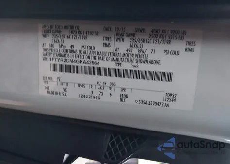 2016 Ford Transit-250 z USA, uszkodzony, nr VIN 1FTYR2CM4GKA43564